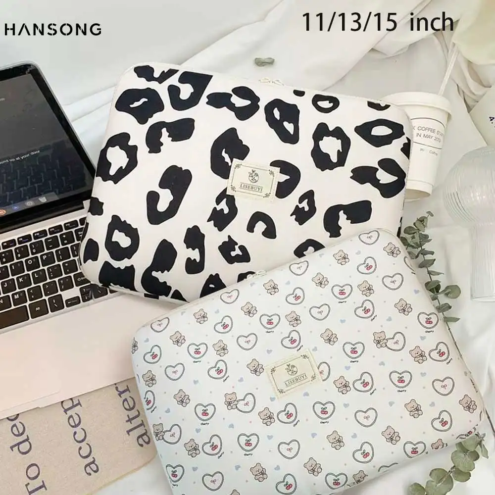 Bolso Retro con estampado de leopardo para ordenador portátil, bolso de mano de 11-15 pulgadas, funda portátil para Macbook Air Pro