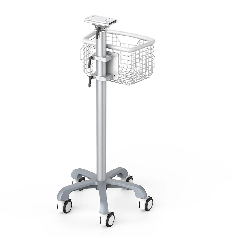 Hospital Trolley Armrest Adjustable Height Monitor ECG Machine Trolley Hospital ECG Laptop Cart