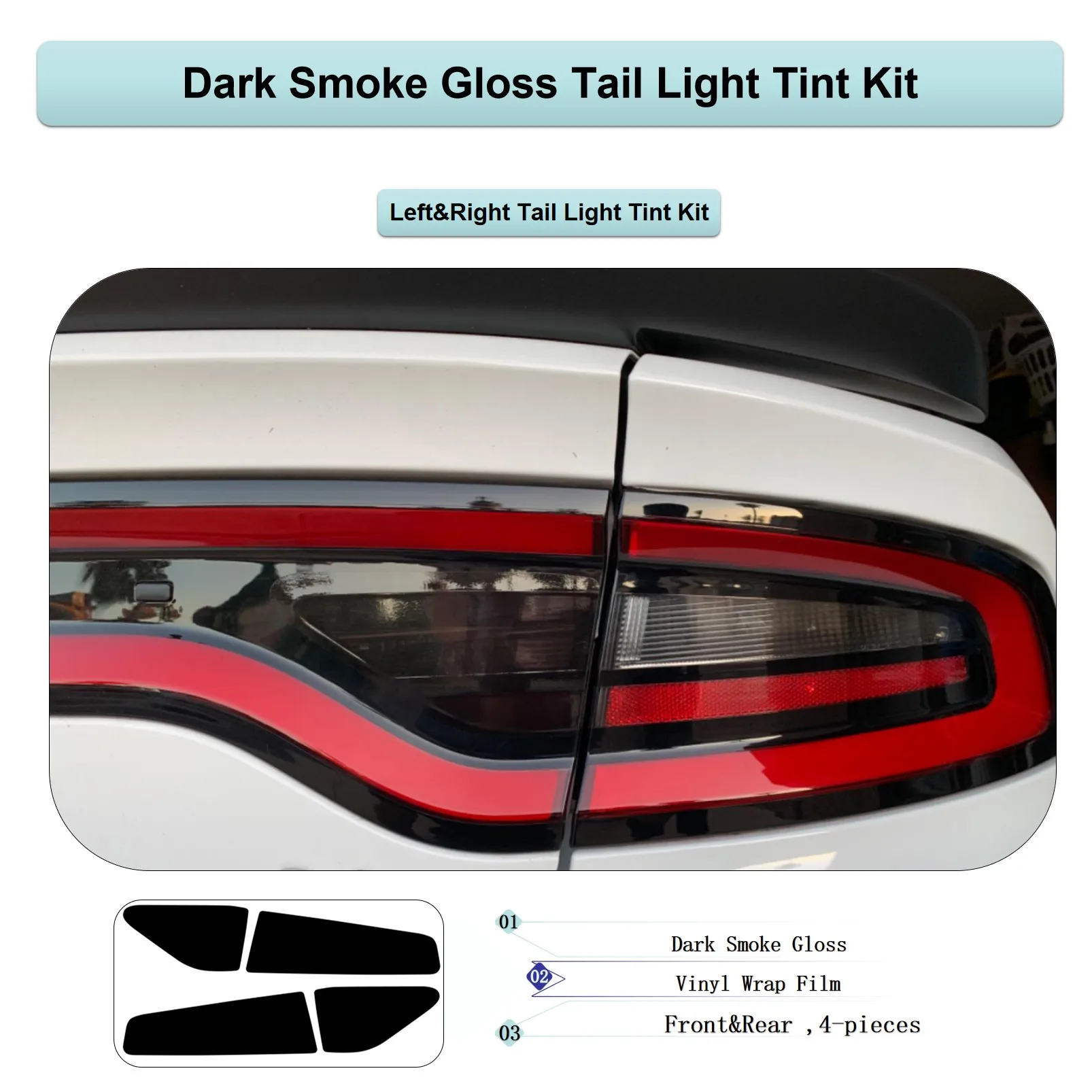 8Pcs Tail Light Side Marker Tint Kit For Dodge Charger 2015-2026 Black Lamp Vinyl Wrap Film Car Sticker Exterior Accessories