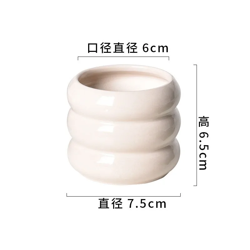 Ceramic Self-Watering Succulent Planter, White Minimalist Pot with Drainage Hole, Indoor Desktop Flower Plant Pot for Home Decor - view 6