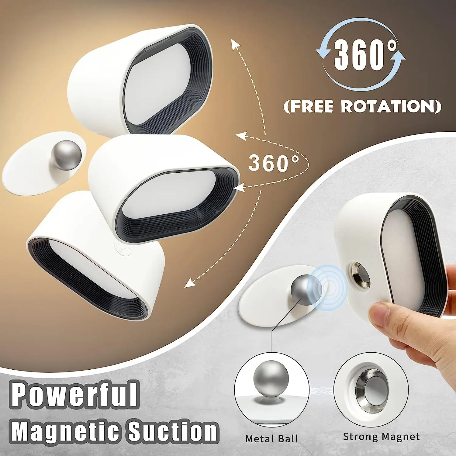 Remote Control Wall Light, Touch Night Light, 360 Degree Rotation, Bedroom Bedside Light, RGB Color Change, Dimmable