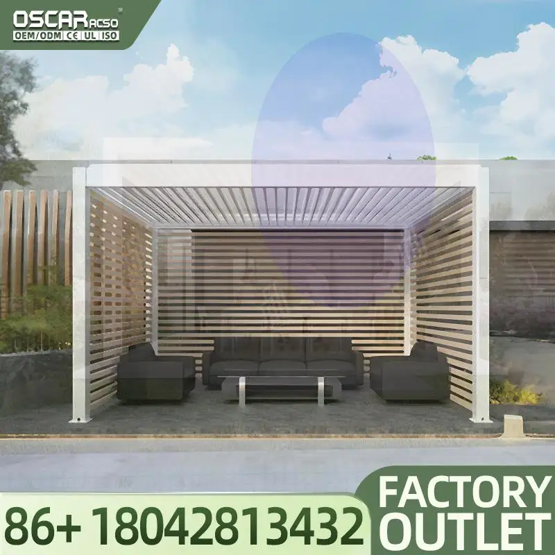 2025 Innovative Manual Sun Shading Patio Aluminum Louvered Roof  System Powder Coated Frame Nature Pressure Screen Pergola