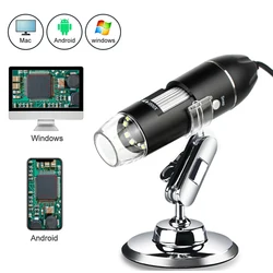 Caméra de microscope numérique 1600X, 3 en 1, USB de type C, caméra de microscope électronique portable, loupe LED pour souder, réparation de téléphone