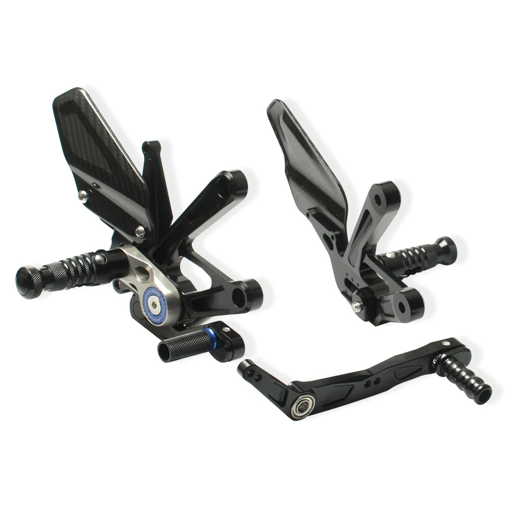 CNC Aluminum Carbon Fiber Motorcycle Foot Pegs Rest Rearset Rear Set Footrest For Yamaha R1 R1M YZF-R1M YZF-R1 2015 - 2023 2024