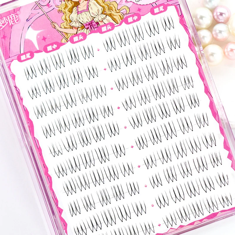 رموش صناعية مجزأة على شكل حرف U رموش K-pop الكورية مجموعات فردية طبيعية ، رموش مانغا ذات سعة كبيرة يمكنك صنعها بنفسك