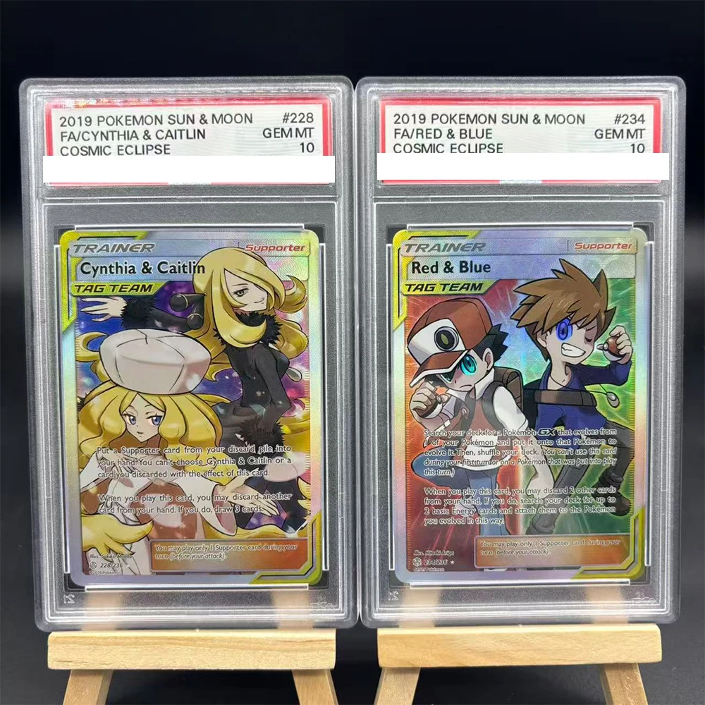 لتقوم بها بنفسك PTCG جمع بطاقة تصنيف بطاقة FA/CYNTHIA & CAITLIN FA/الأحمر والأزرق نسخة 10 نقاط تصنيف بطاقة أنيمي لعبة هدية #1