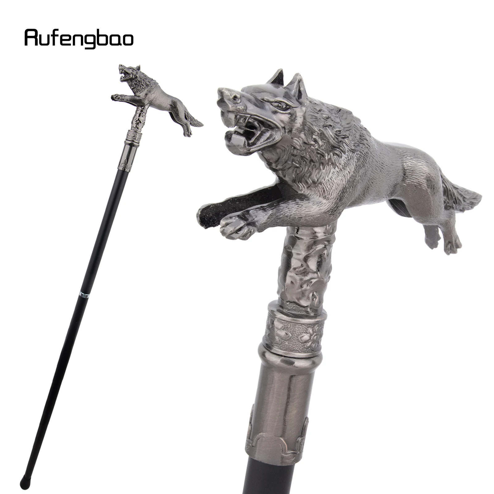 Bengala Decorativa Estilosa Silver Wolf para Corrida e Caminhada, Adereço de Fantasia Colorido e Estético, Adereço Teatral 91cm