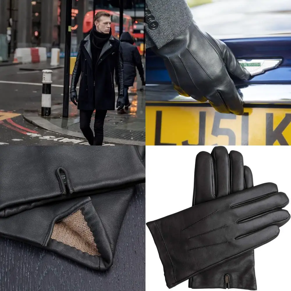

Classic Cashmere-Lined Leather Gloves for Men