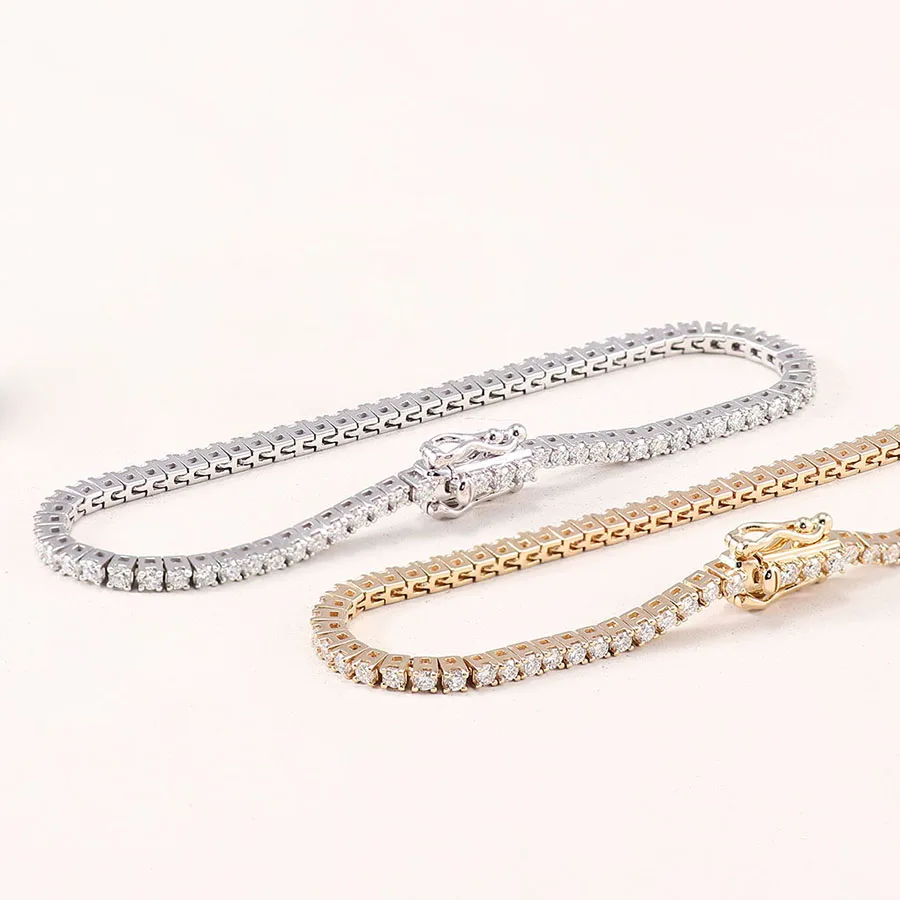 Provence solid 10K/14K yellow gold Charm Bracelet DEF color VVS round lab diamond tennis bracelets for women Birthday Party Gift