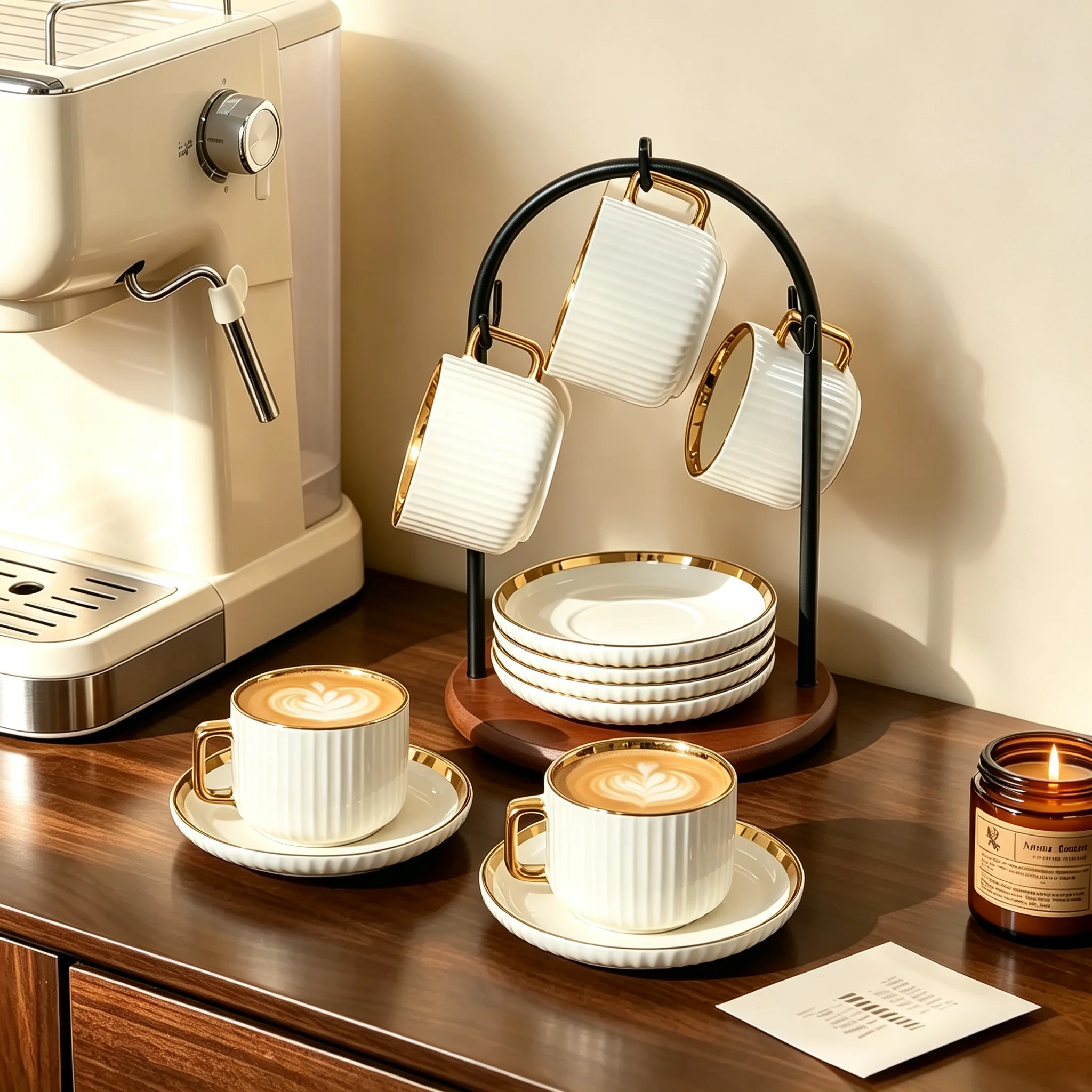 طقم فناجين قهوة وصحون سيراميك - مراجعة Coffee Tea Organizer وسعره