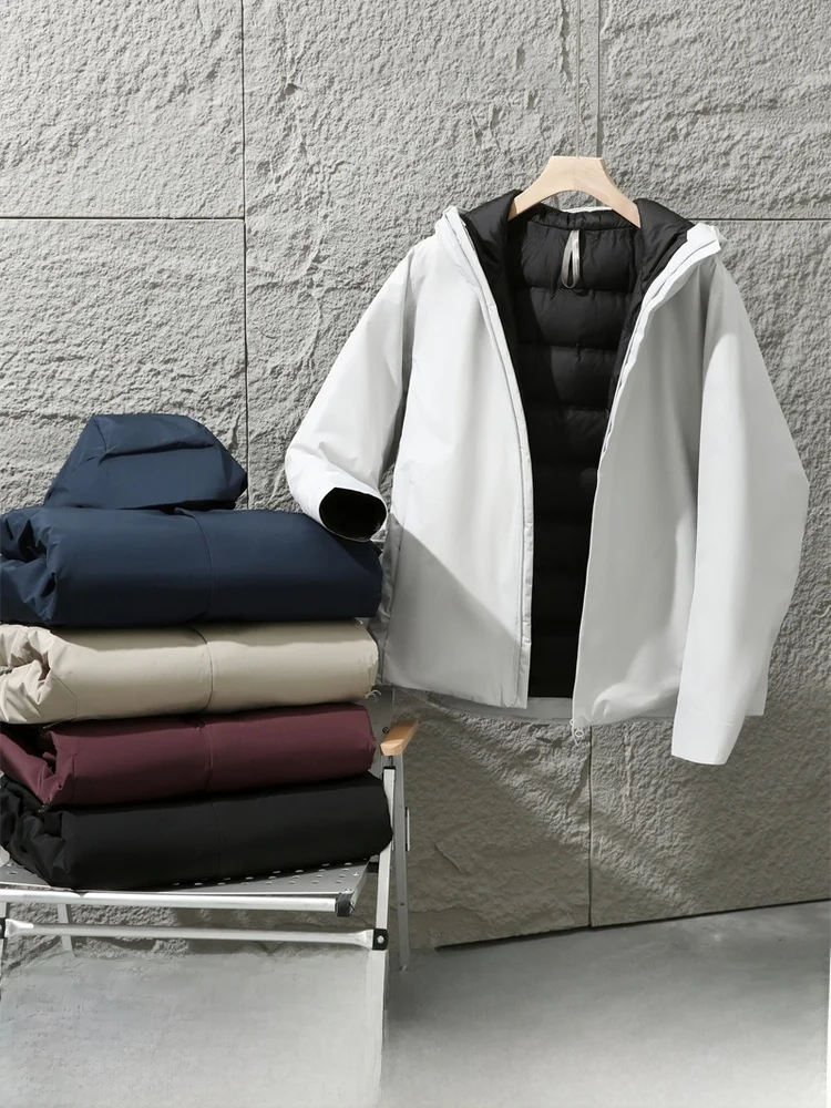 في الهواء الطلق Thiened الأبيض Du أسفل مقنعين Jaet تقنية مقاومة للماء شتاء دافئ ألياف البوليستر سستة إغلاق طويل Sve...