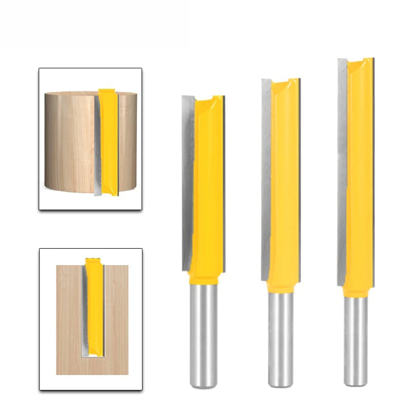 에지 트리밍 도구 액세서리용 확장 양날 스트레이트 트리밍 라우터 비트, 직경 1/2 인치, 8mm 생크, 3 개