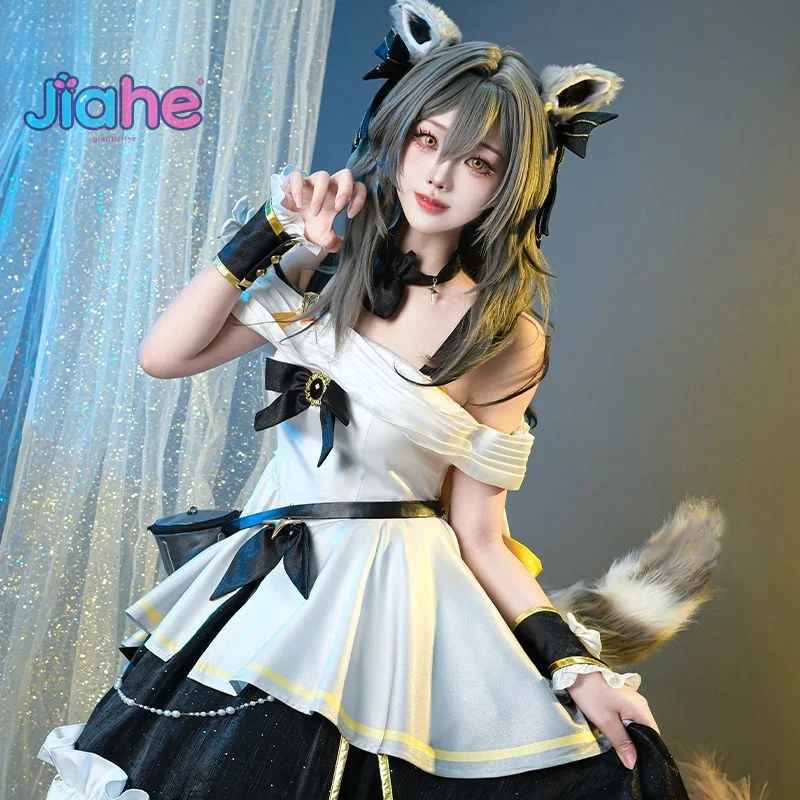 Juego Honkai: disfraz de Star Rail Stelle, disfraz de sirvienta para niña, uniforme, accesorios de cola con orejas, accesorios, Halloween, Carnaval, conjunto de Lolita