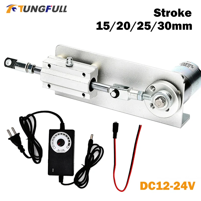 Mini siłownik liniowy cyklu tłokowego DC24V 12V silnik teleskopowy DIY automatyczny pręt typu push-pull skok 15/20/25/30mm silnik DIY