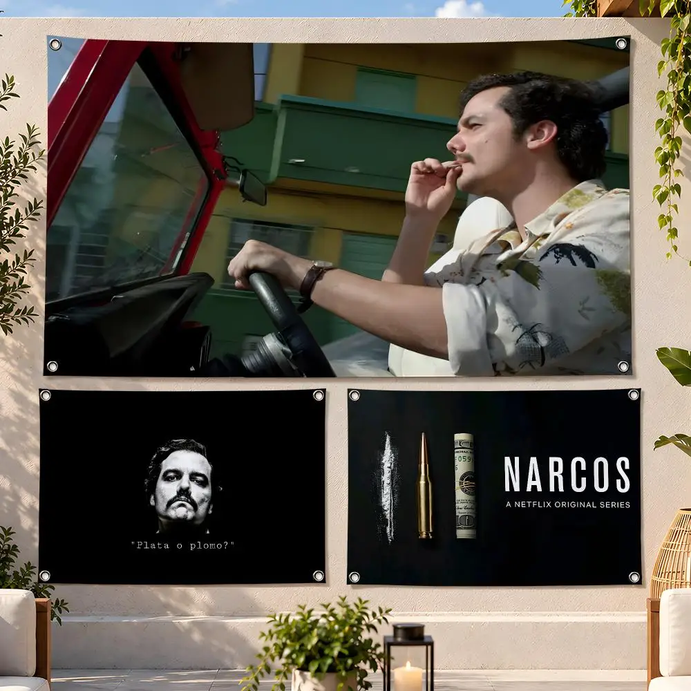 Series Crime Drama Narcos Flags Fan Flag Banner Wall Hanging Outdoor Yard Camping Dorm Garage Party Home Decor Gift