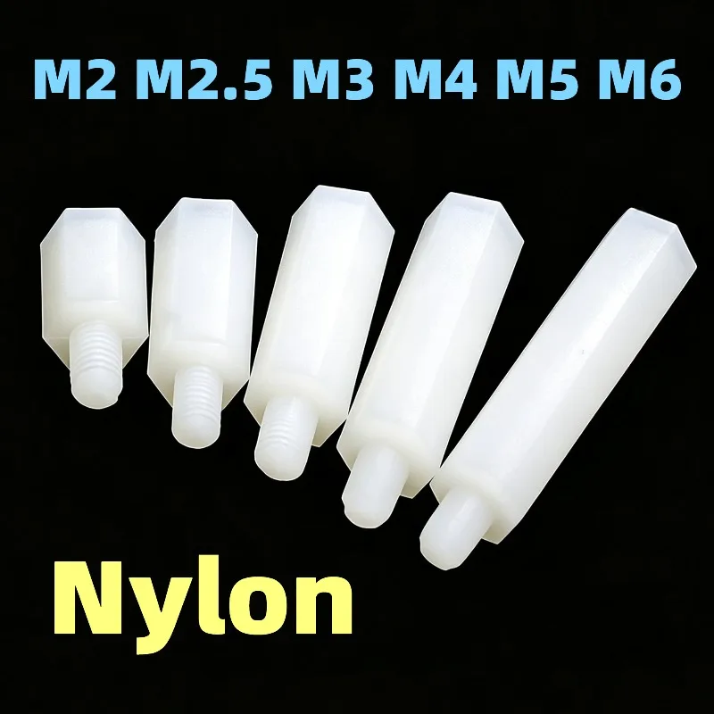 2-30pcs M2 M2.5 M3 M4 M5 M6 White Plastic Nylon Hex Hexagon Standoff Spacer Male-Female Phillips Pan Round Head Screw Nut
