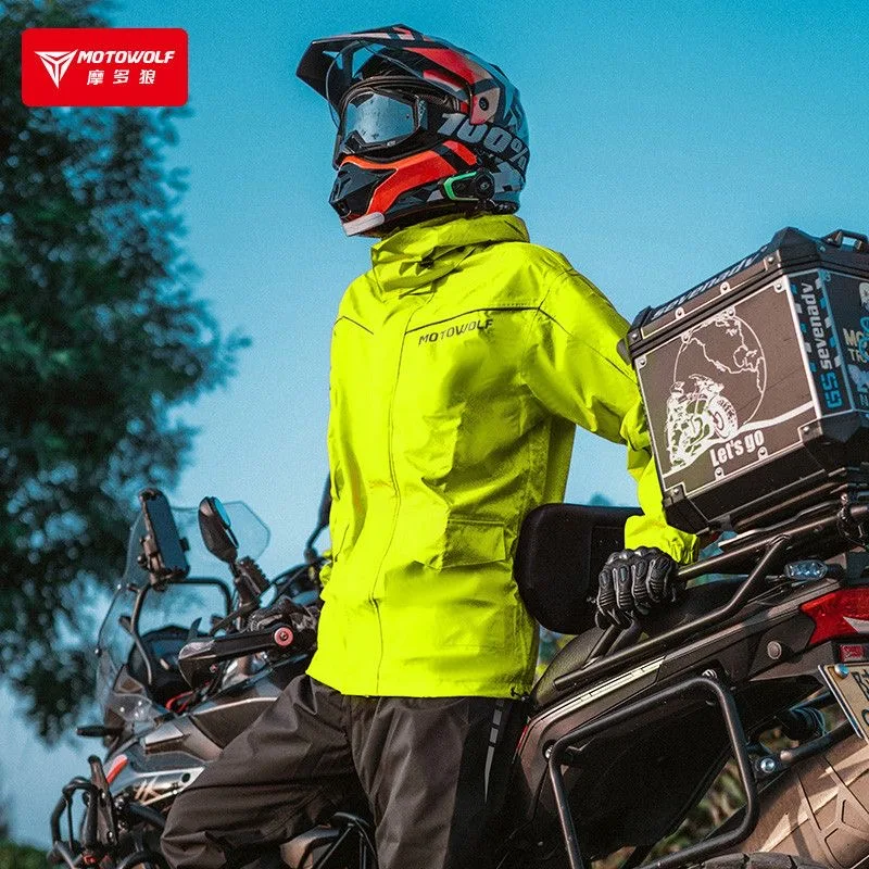 

Motorcycle Rainsuit Waterproof Split Raincoat Suit Cycling Motorbike Jacket and Pants Lightweight Foldable Windproof Reflective