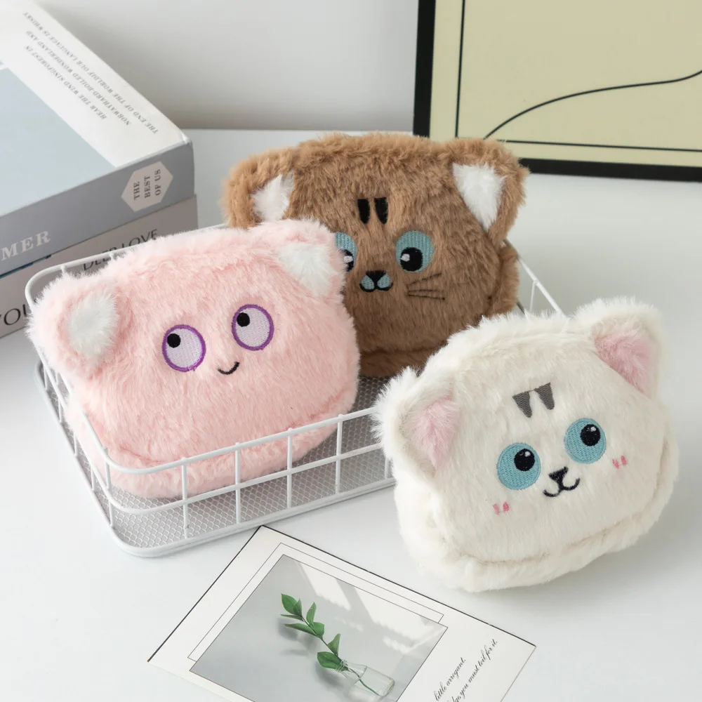 Kawai Animal Coin Bags Portable Cute Koala Cat Plush Coin Purse ID Bus Credit Card Document Keys Storage Money Wallet Case 1PC