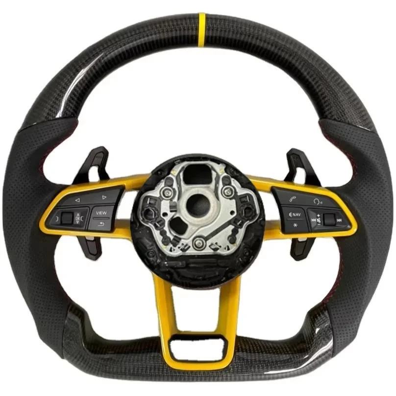 For Audi R8 Tt Mk2 Mk3 B8 RS TTS Ttrs Rs3 Rs6 RS4 RS5 RS7 A3 D3 A4 A5 A6 C6 A7 A8 Q3 Q5 Q7 Carbon Fiber Leather Steering Wheel