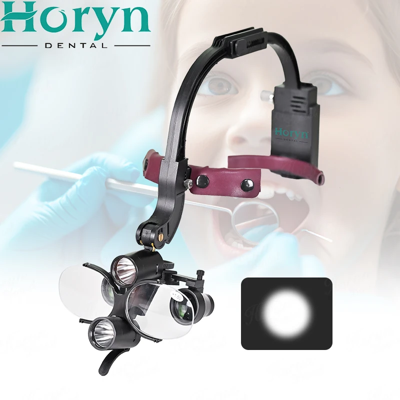 

Dentals Customized 2.5X 3.5X Headlamp Magnifying Glasses Surgical Medicals Loupes with 5W Wireless Head Light Distance 360-460mm