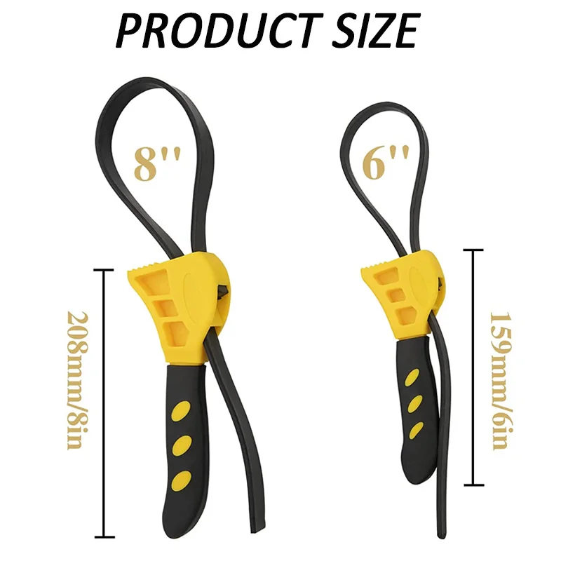 Imagem -06 - Multifuncional Water Pipe Ferramenta Chave Belt Wrench Filtro de Óleo Spanner Grupo Rubber Band Can Opener Ajustável