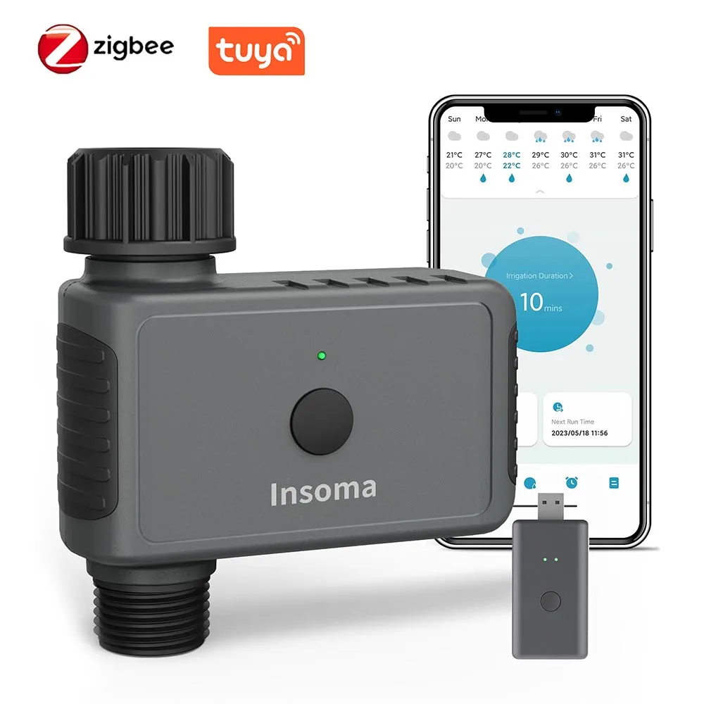 Insoma Zigbee minuterie d'arrosage automatique minuterie d'eau de jardin à distance système d'arrosage d'irrigation intelligent unité de contrôle de tuyau