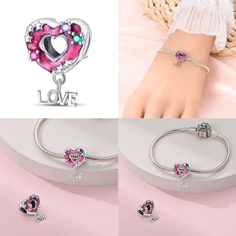 Hot 100% 925 Sterling Silver Love Mother and Daughter Charms Fit 925 Original Bracelets DIY Jewelry Making For Women Gift