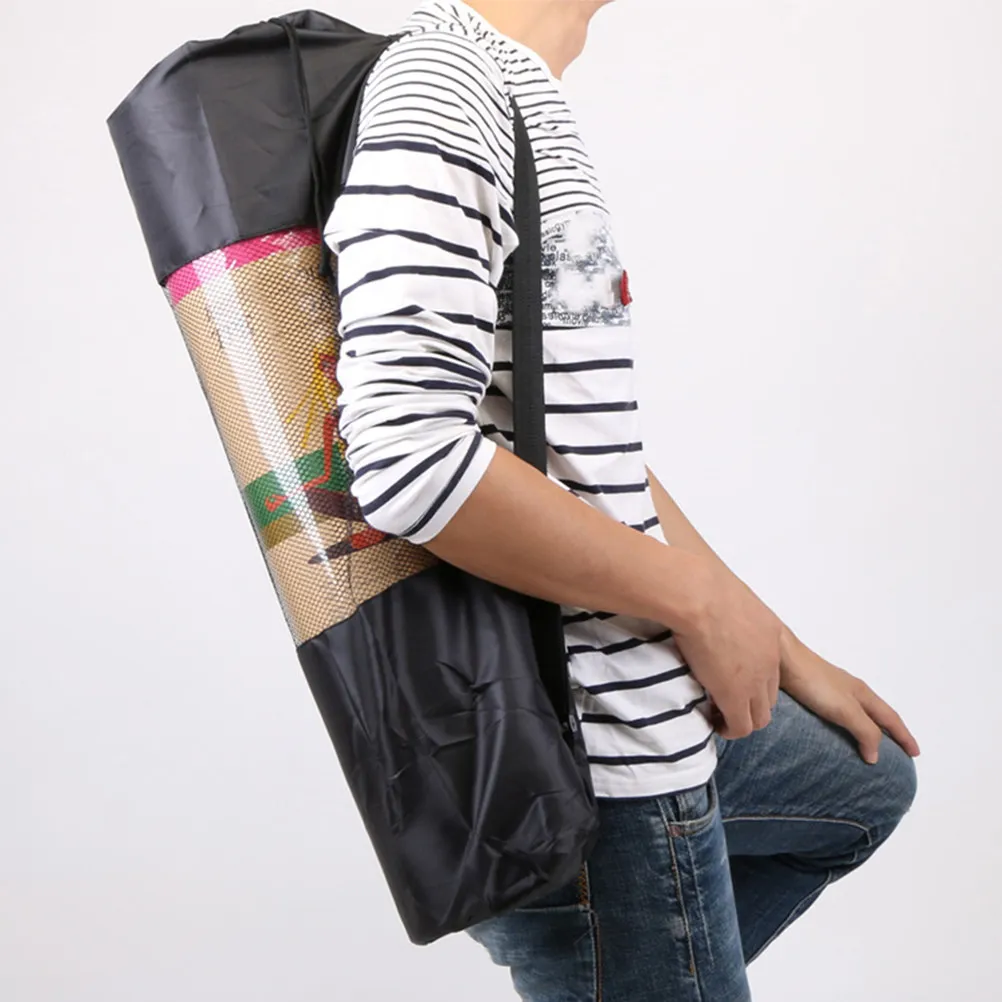 2Pcs Yoga Chic Fashionable Mesh Design Ventilated Storage Pouch for Sweaty Mats Large Capacity Yoga Mat Carrier