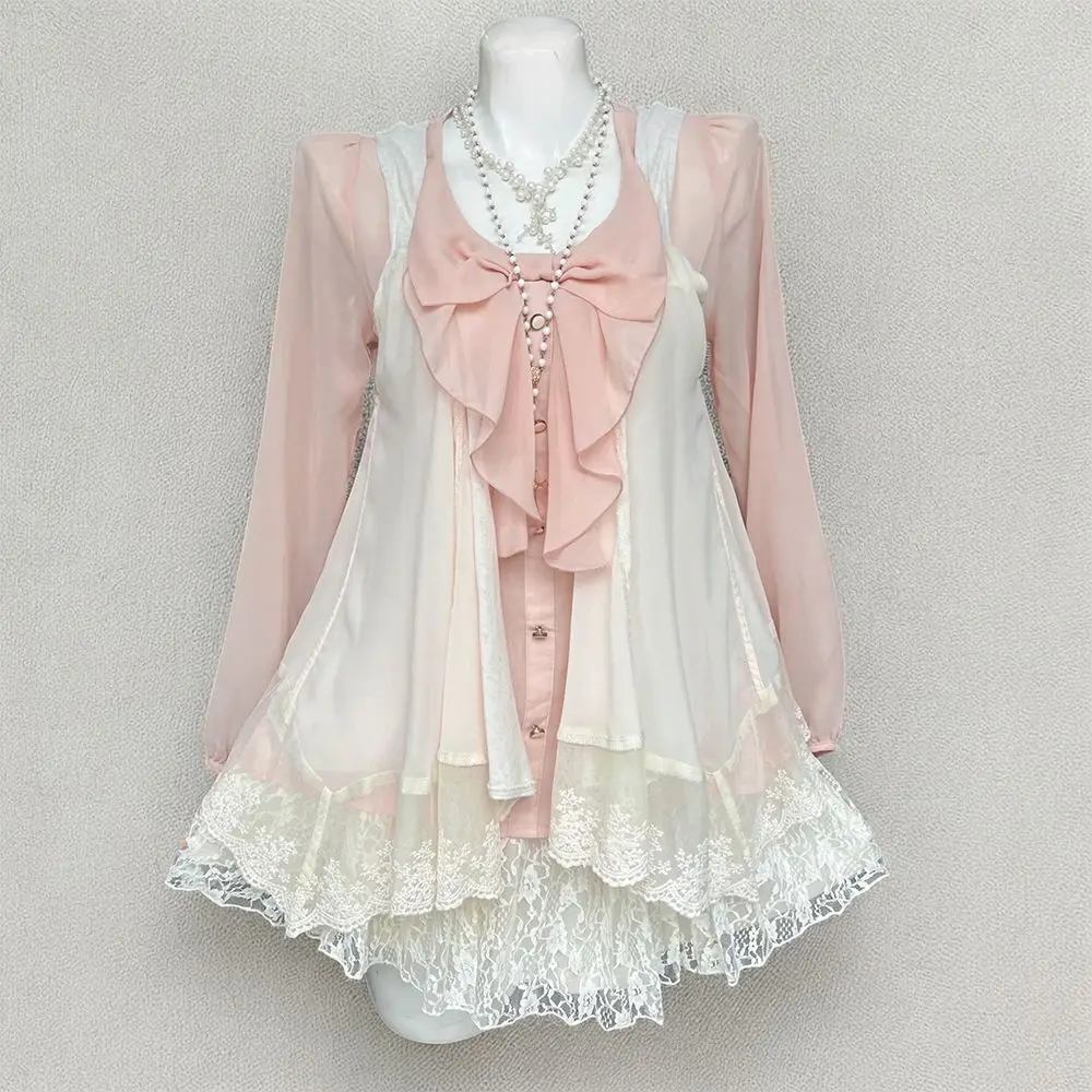 

Japan Autumn Japanese Style Ancient Nana Vintage Design Layered Tops And Elegant Short Skirt Three-Piece Set