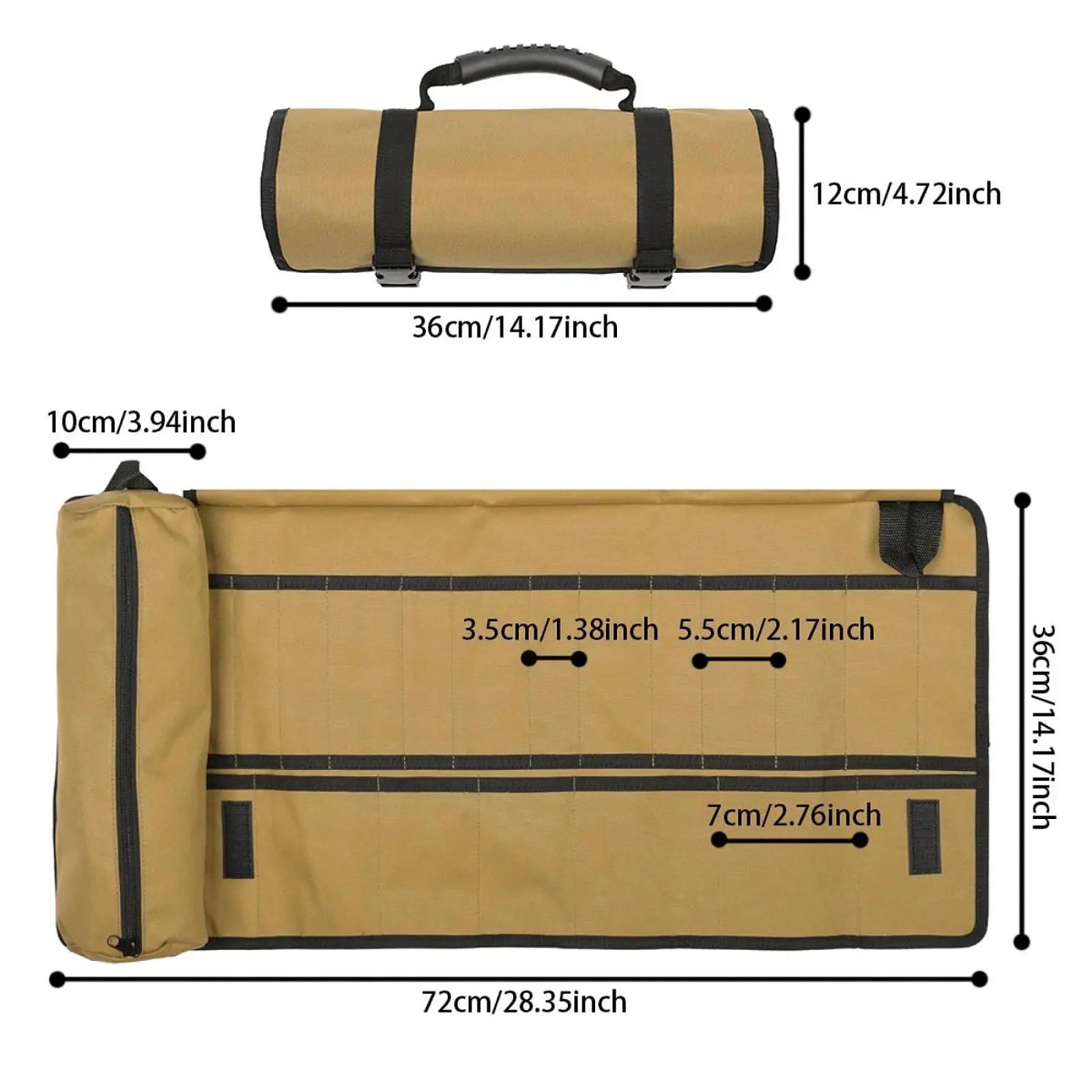 Roll up Tool Bag Heavy Duty Portable Tools Pouch for Dads Plumber Carpenter