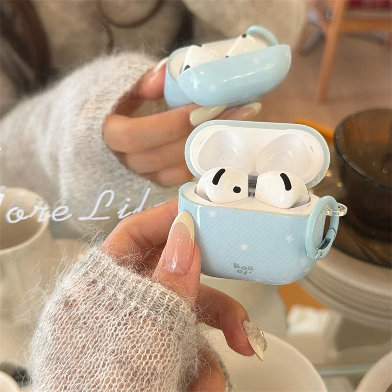 

Fashion Blue Star Glossy AirPods Case for 1 2 3 4 Pro Pro2 Pro3 Soft TPU Earphone Cover Protector for Apple AirPods