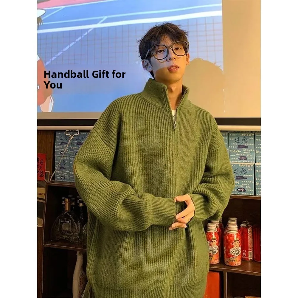 

Men's Autumn Winter Knitted Long Sve Sweater Coat Pure Color Stand Collar Casual Open Cardigan Soft Polyester Fiber