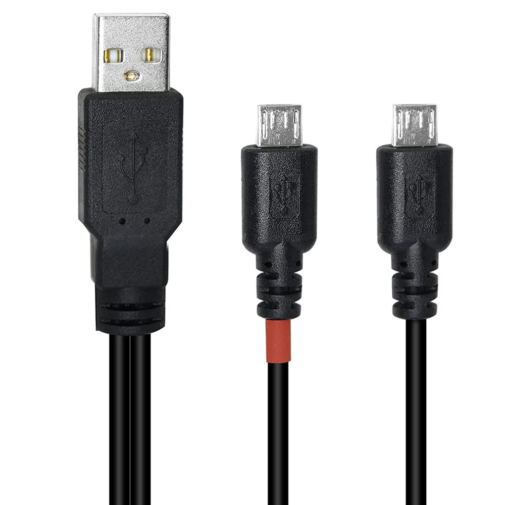 2 w 1 USB 2.0 A męski na 2 Micro 5 pin kabel do ładowania danych samsung Galaxy 25cm