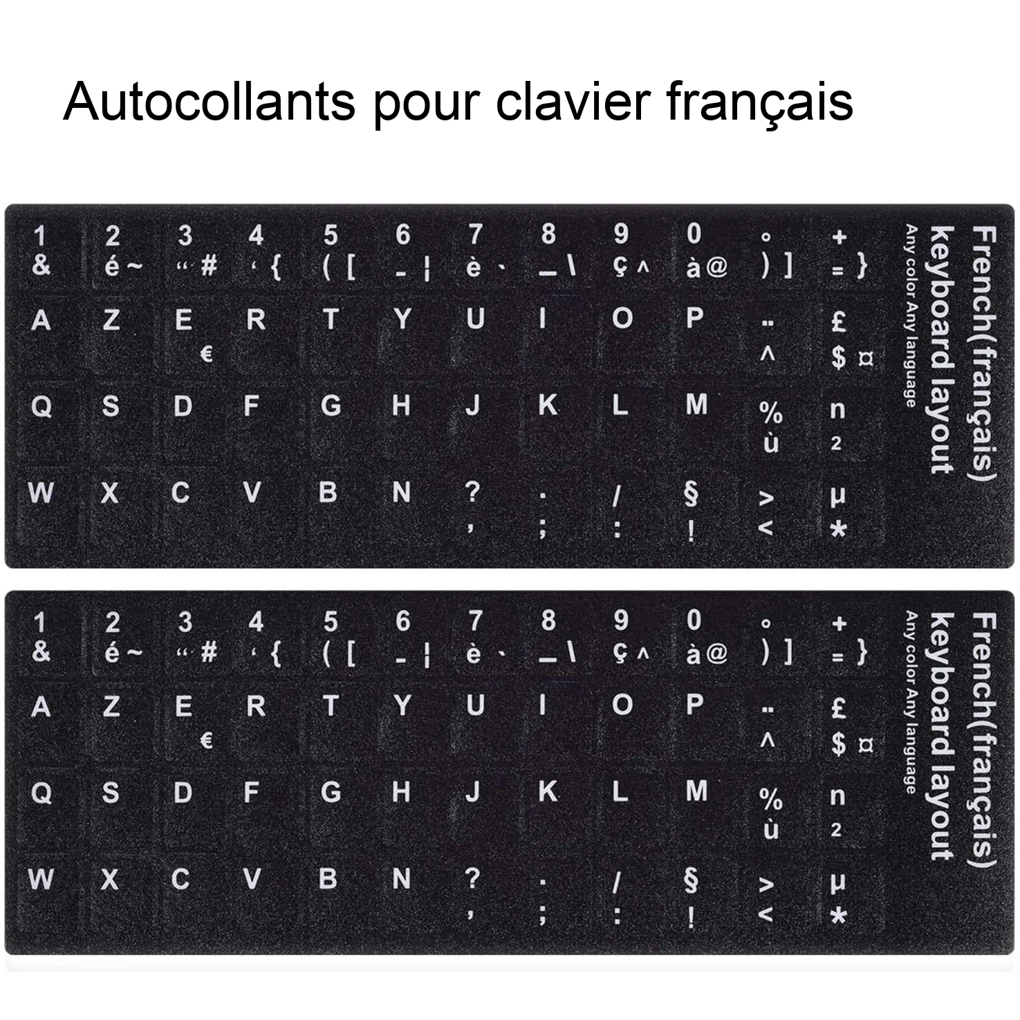 

2 шт., французские наклейки на клавиатуру, матовая наклейка на клавиатуру с белыми буквами для ПК, компьютера, ноутбука, рабочего стола