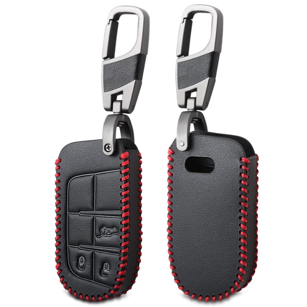 Leather Car Key Cover Case for Jeep Renegade Compass Grand Cherokee for Chrysler 300C Wrangler Dodge Accessaries