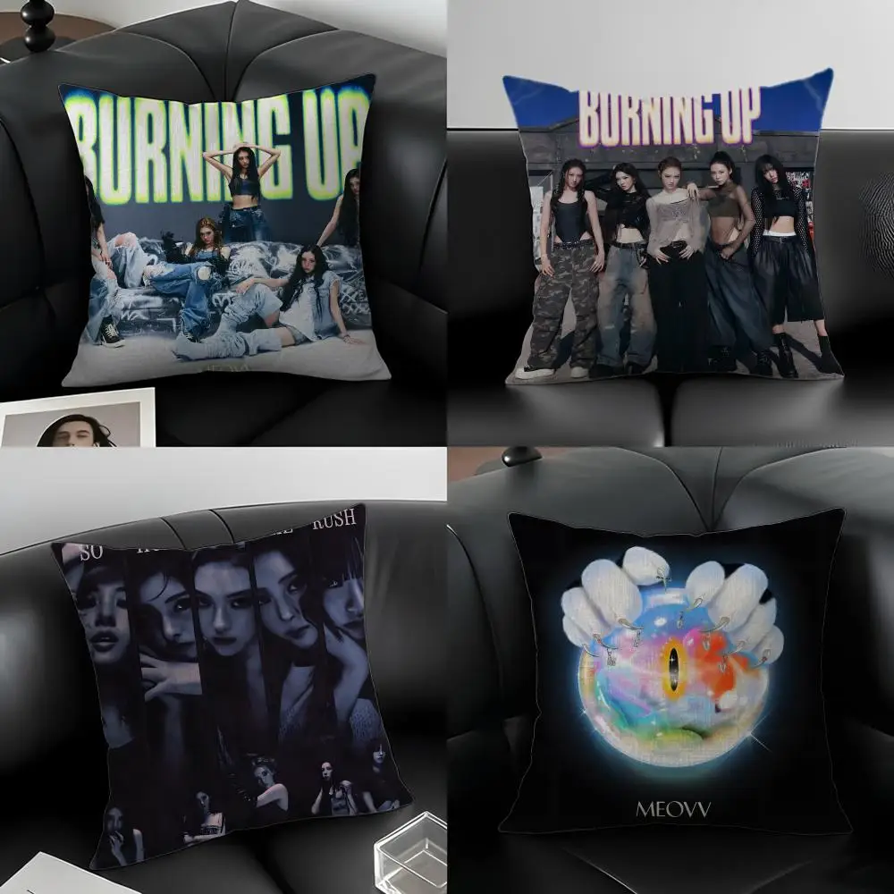 Kpop Girl Group M-Meovv Cushion Cover Natural Linen Pillowcase Set, All-in-One Decor for Sofa, Bedroom & Chair