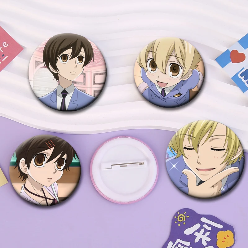 Ouran High School Host Club Brooches Fujioka Haruhi,Hitachiin Kaoru,Hitachiin Hikaru Cartoon Badge Jacket Jeans Lapel Pins Gifts