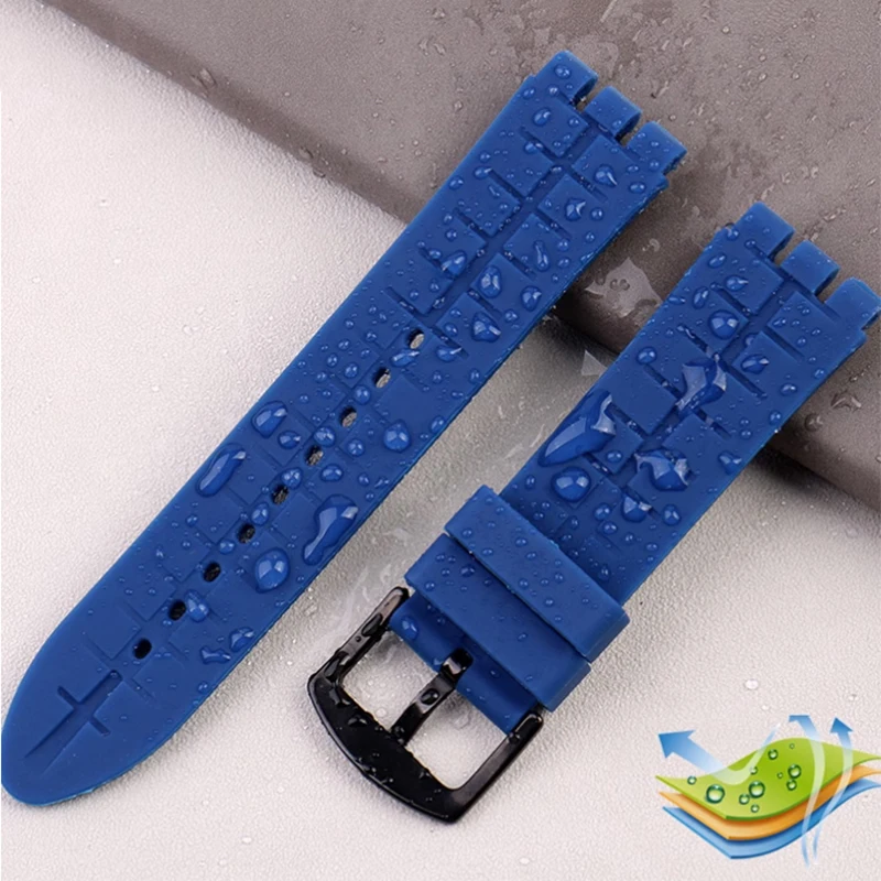 19mm 20mm 21mm Rubber Watchband for Swatch Men\'s Watch Strap YVS400 YVS451 YVB404 Silicone Waterproof Outdoor Sports Wrist Band