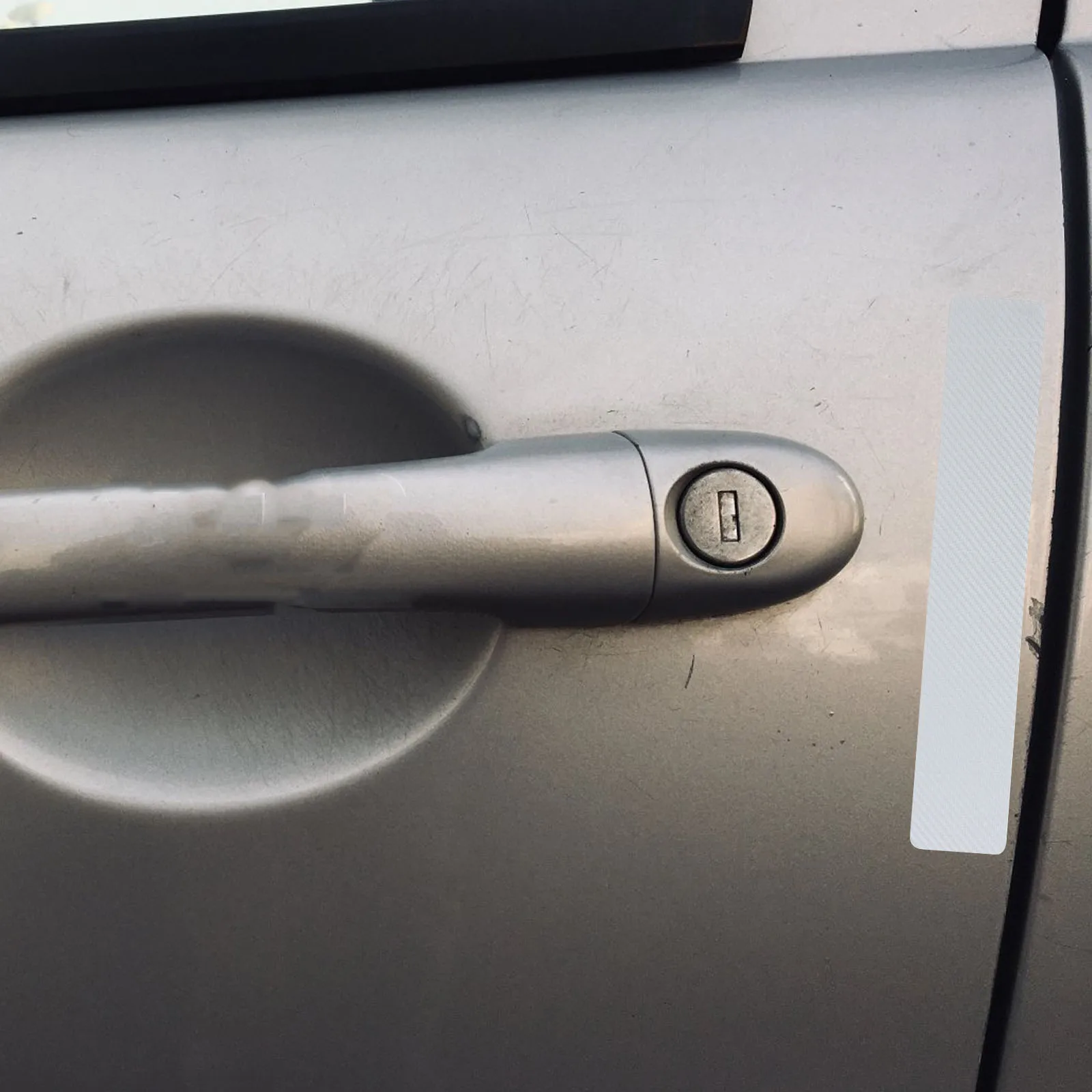 

Углеродное волокно, защита двери автомобиля, серебристая, прочная защита от царапин, защита края двери, защита на порог автомобиля, наклейки на бампер