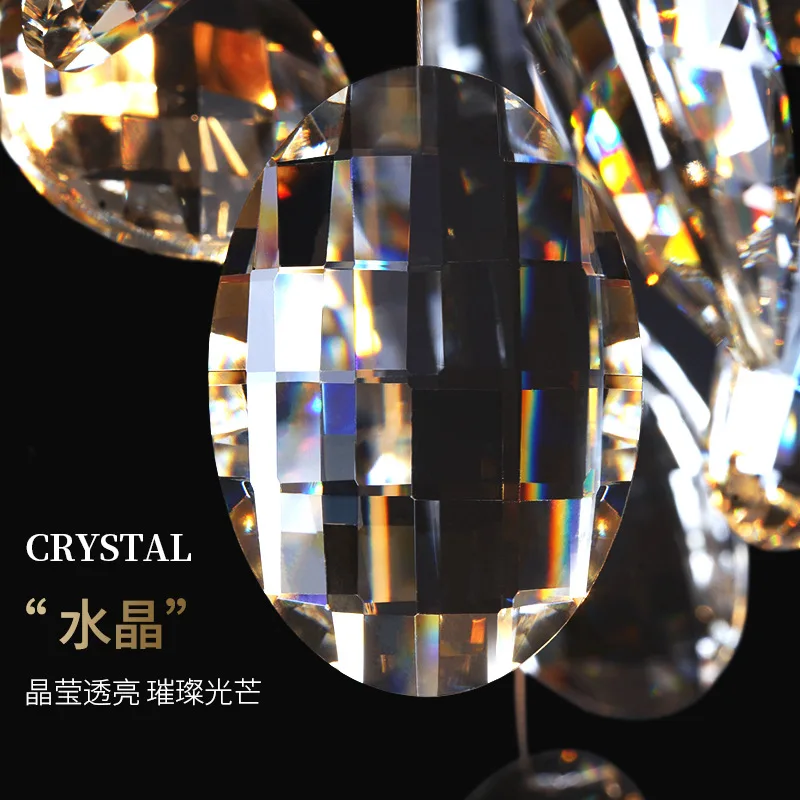 French light luxury crystal chandelier, villa atmosphere all copper