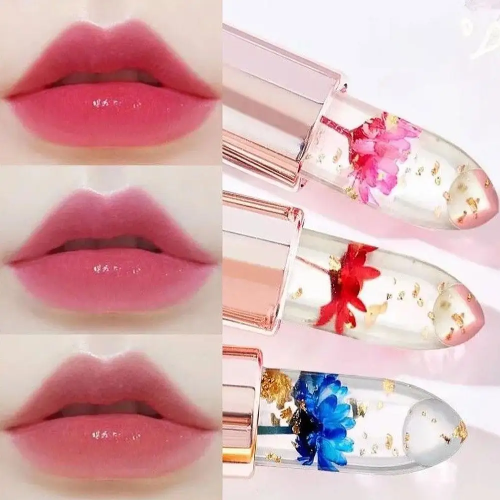 Petal Jelly Color Changing Lipstick Transparent Waterproof Changing Lasting Color Temperature Long Balm Lipstick Care Lip L X9U8