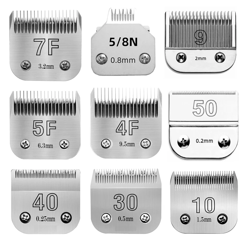 4F,5F,7F 9#,10#,30#,40#, 50# Pet Dog Hair Trimmer Steel Blade For Most Andis，Oster A5 & 76 ，Wahl KM 10 Animal Clippers