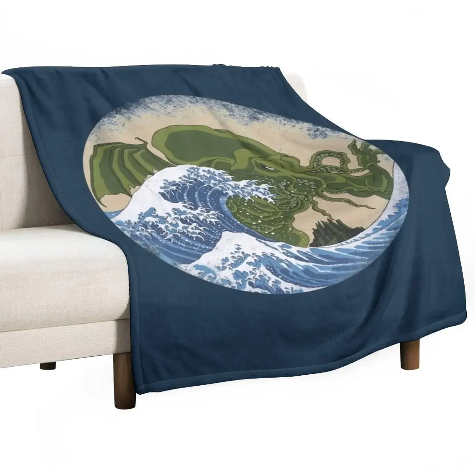 Hokusai Cthulhu Throw Blanket Decorative Beds Hair Extra Large Throw Quilt Blankets