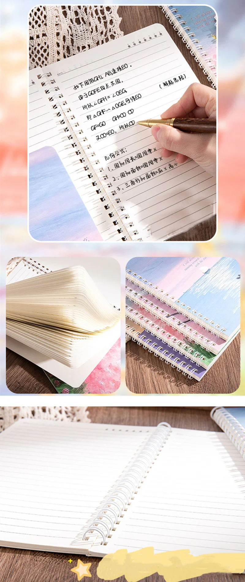 Creative A5 Coil Book Thickened Anime Oil Painting Cover Notebook Horizontal Line Inside Page Notepad Journal School Supplies