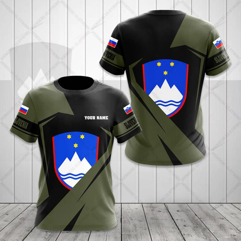 Slovenia Emblem Speed Style Customize Olive T-shirts Summer Unisex Tees Casual Short Sleeve Tops Adults and Kids Sportswear