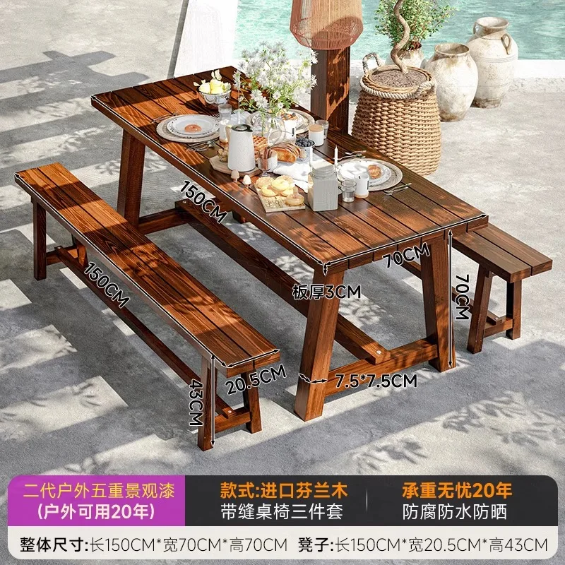 

Уличные антисептические деревянные столы и стулья для отдыха на открытом воздухе, для двора, виллы, террасы, сада, водонепроницаемые.