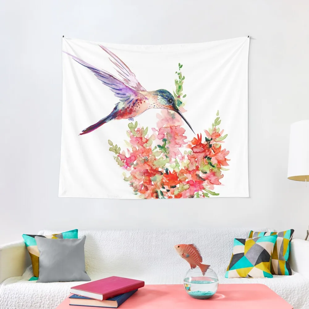 Hummingbird and Flowers Tapestry Funny Wall Hanging Wall Tapestry