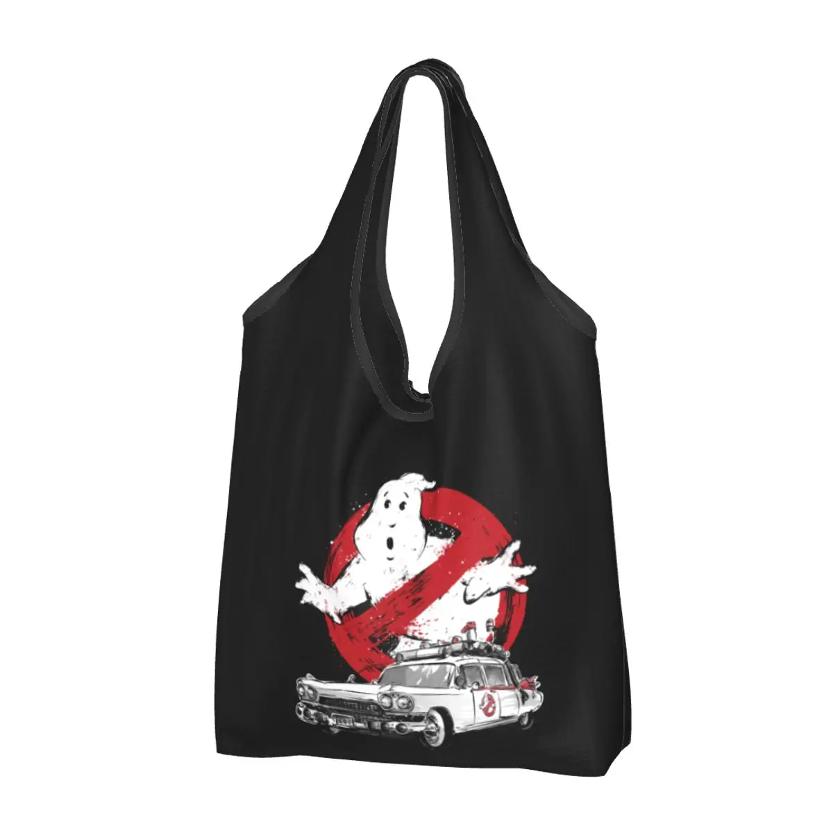 Custom Ghost Buster Shopping Bags Women Portable Large Capacity Grocery Supernatural Ghost Movie Tote Shopper Bags