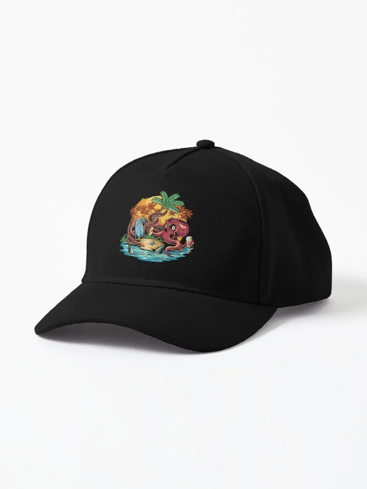 

Sandy Shores Octopus Paradise, Vintage Beach Tee, Nautical Retro Shirt, Oceanic Beachwear Cap