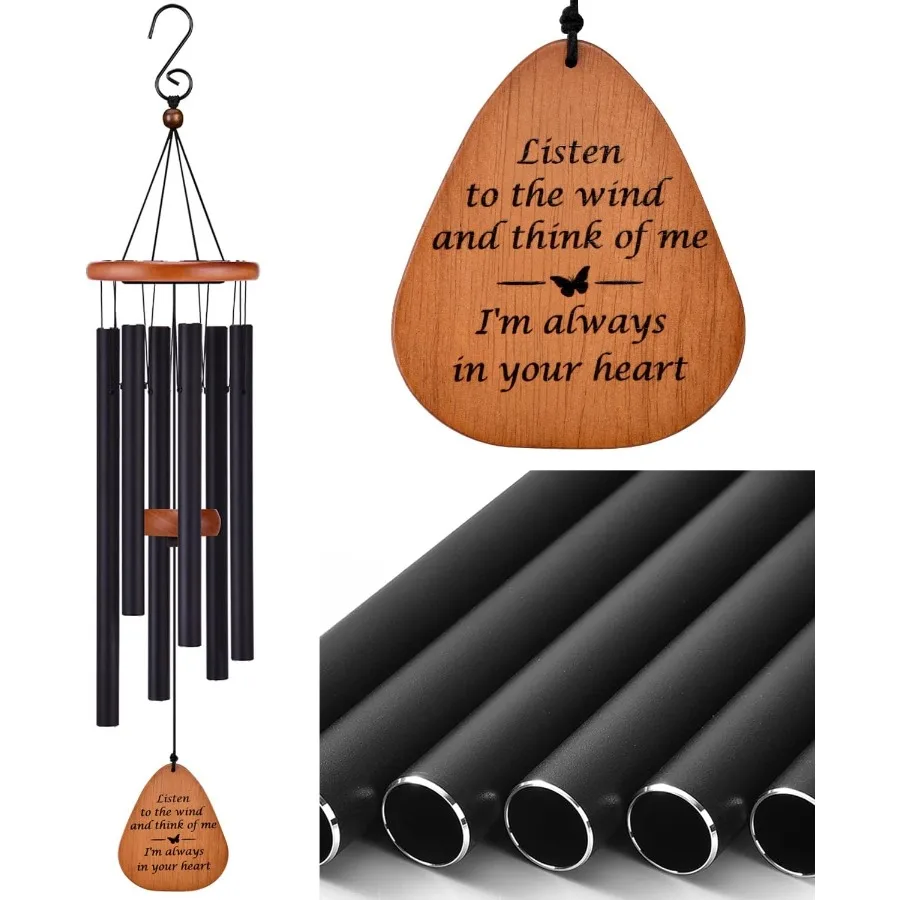 

Memorial Sympathy Wind Chimes for Loss of Loved One Bereavement Gift in Memory 32 Black